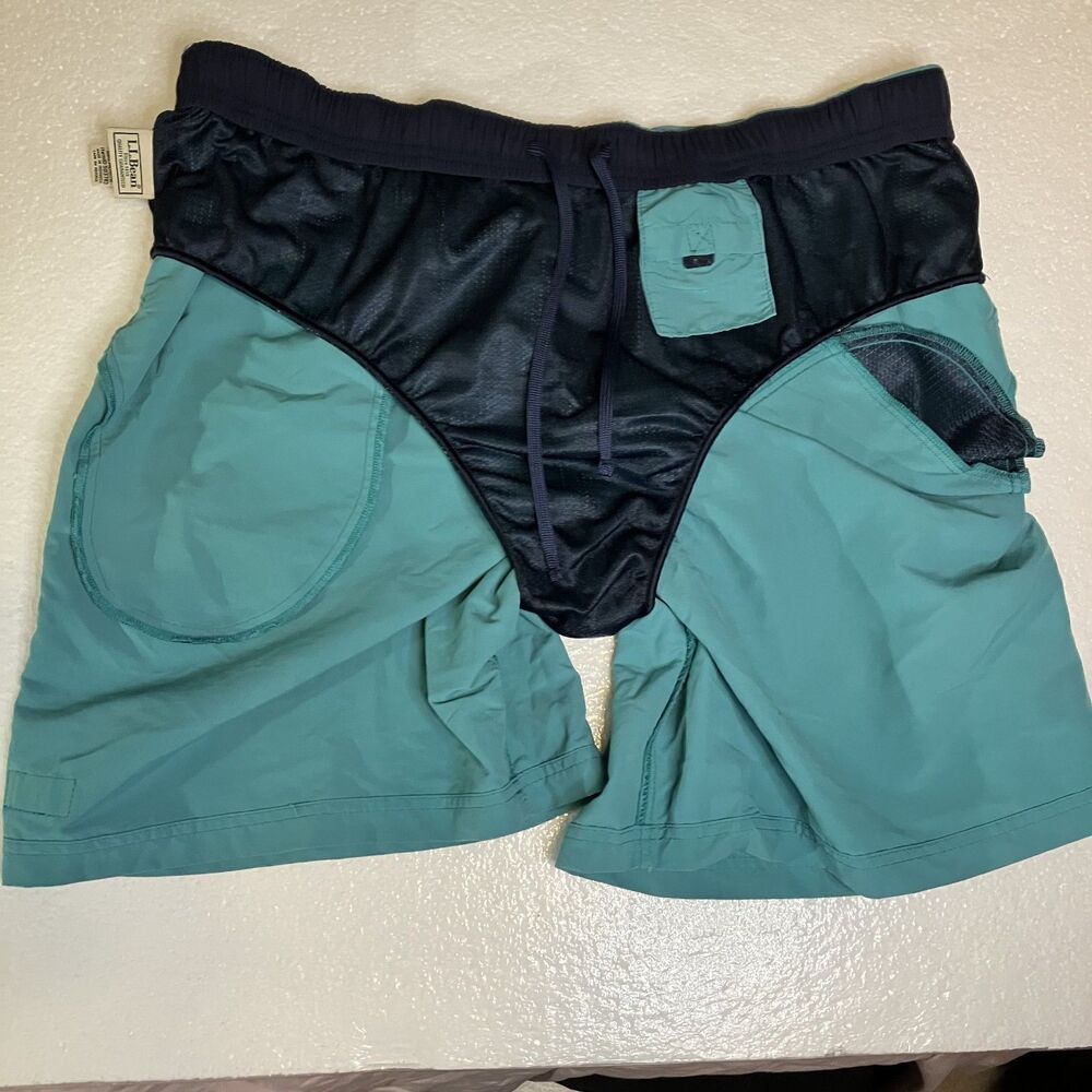 L.L.Bean Supplex Sport Shorts Mens Teal Blue Swim Trunks Elastic Waist Size XL - Picture 11 of 11